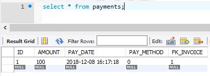 JPA OneToOne payments table